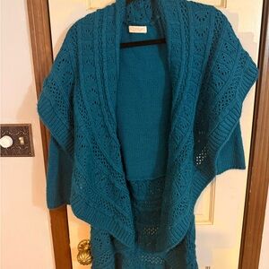 St. John's Bay Teal Knit Poncho